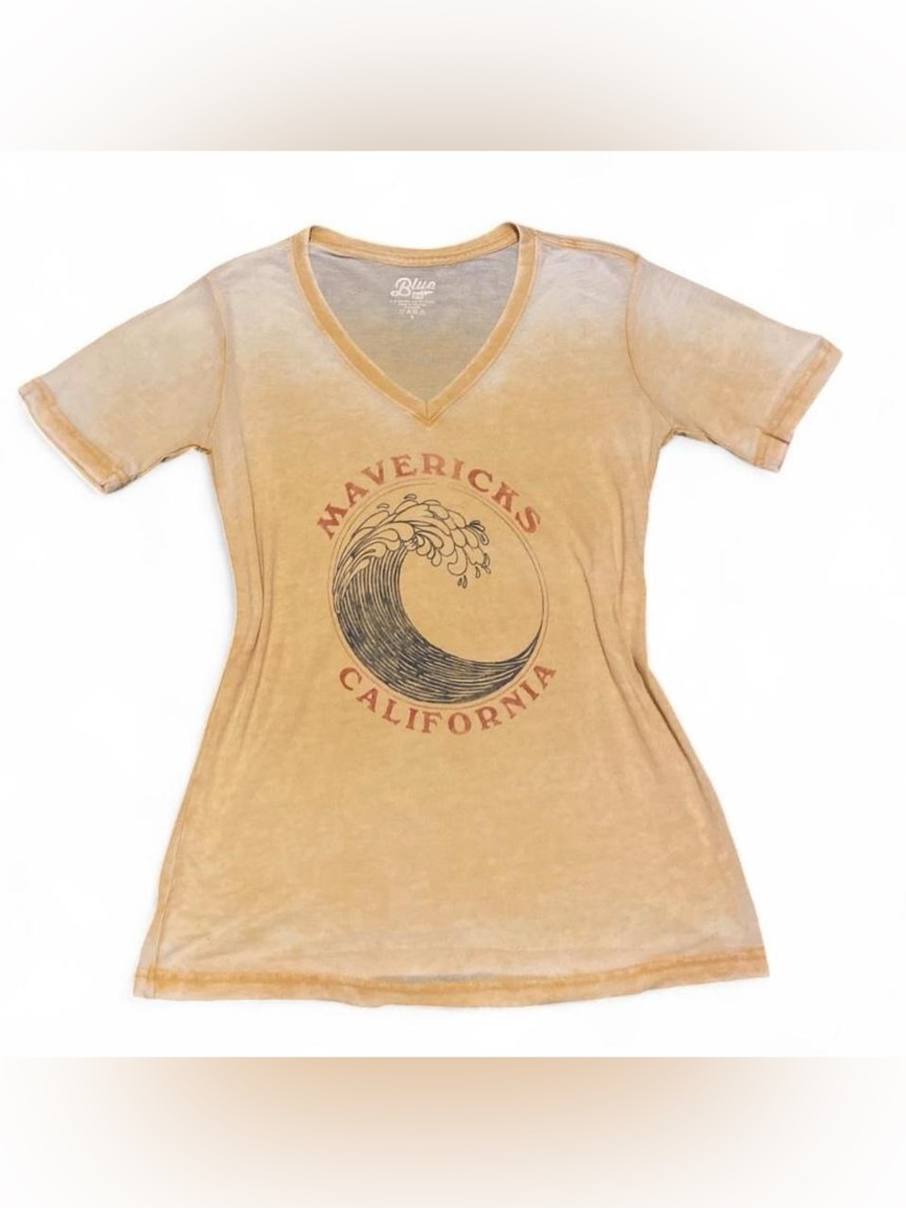 Blue 84 Mavericks California V-Neck Tee in Faded Mustard